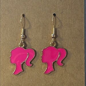 Pink Barbie logo dangle earring